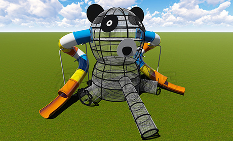 熊猫滑梯无动力游乐场无动力单品游乐设备定制